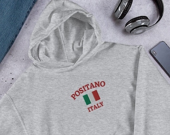 Positano Embroidered Hoodie, Positano Italy Flag Embroidered Hoodie, Italy Shirt, Positano Italy, Italy Flag Wear, Positano Italy Sweatshirt