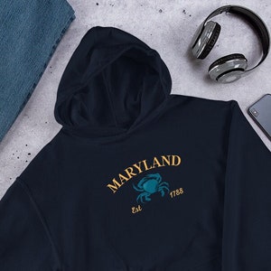 Maryland Hoodie, Maryland, Crab, Maryland Shirt, Maryland Gift, Maryland Pullover, Sweatshirt