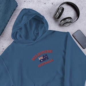 Melbourne Hoodie, Australia Hoodie, Australia Embroidered Hoodie, Melbourne, Australia, Australian Flag, Australia Sweatshirt