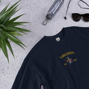 Virginia Embroidered Sweatshirt, Virginia, State of Virginia, Virginia Shirt, Virginia Gift, Embroidered Crewneck, Sweatshirt