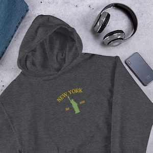 New York Embroidered Hoodie, New York, New York Hoodie, NY Gift, Embroidered Pullover, New York Hoodie