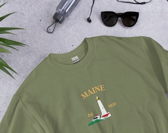 Cozy Maine Lighthouse Sweatshirt, Perfect Gift for Maine Lovers, Nautical Maine Lighthouse Sweatshirt, Maine Lighthouse Crewneck
