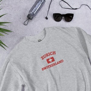 Zurich Sweatshirt, Switzerland Sweatshirt, Swiss, Zurich Embroidered Sweatshirt, Zurich, Switzerland, Swiss Flag, Swiss Embroidered Shirt