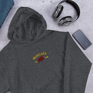 Montana Embroidered Hoodie, Montana, State of Montana, Montana Shirt, Montana Gift, Embroidered Pullover, Hoodie