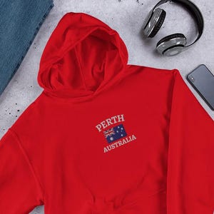 Perth Embroidered Hoodie, Australia Hoodie, Australia Embroidered Hoodie, Perth, Australia, Australian Flag