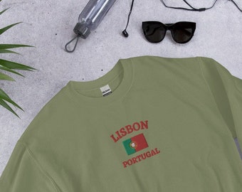 Lisbon Sweatshirt, Lisbon Embroidered Sweatshirt, Lisbon, Portugal, Portugal Sweatshirt, Portugal Flag