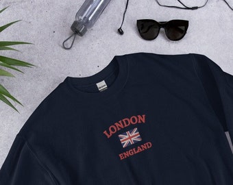 London Sweatshirt, England Sweatshirt, London Embroidered Sweatshirt, British Flag, England Gift, London England
