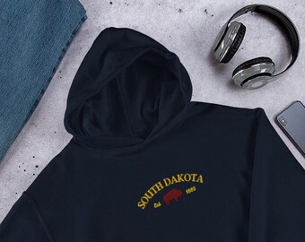 South Dakota Hoodie, South Dakota Embroidered Hoodie, South Dakota, South Dakota Sweatshirt, Dakotas, Comfy South Dakota Hoodie