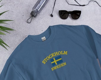 Suecia sudadera con capucha bordada, sudadera de Estocolmo, Suecia, Estocolmo, bandera sueca, Estocolmo, Suecia