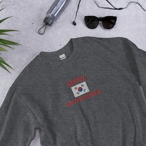 South Korea Sweatshirt, South Korea Embroidered Sweatshirt, Seoul Sweatshirt, South Korean Flag