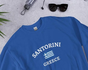 Santorini Greece Sweatshirt, Greece Flag Sweatshirt, Gift for Greece Lovers, Greek Souvenir, Santorini Crewneck