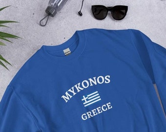 Sudadera con la bandera de Grecia, elegante diseño en azul y blanco, sudadera de Mykonos, recuerdo griego