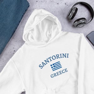 Santorini Hoodie, Greece Flag Hoodie, Santorini Greece, Greek Flag, Santorini Sweatshirt, Greek Flag Sweatshirt, Greece Sweatshirt