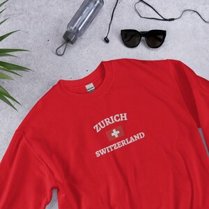 Zurich Sweatshirt, Switzerland Sweatshirt, Swiss, Zurich Embroidered Sweatshirt, Zurich, Switzerland, Swiss Flag, Swiss Embroidered Shirt