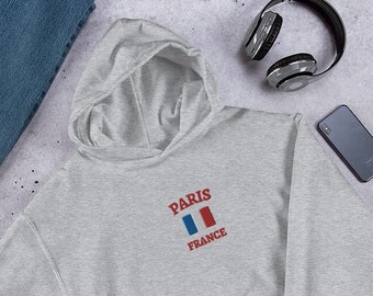 Paris Embroidered Hoodie, Paris Hoodie, France Hoodie, France Embroidered Hoodie, French Flag, Paris Souvenir, Paris Gift