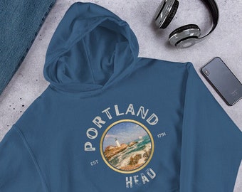 Maine Lighthouse Hoodie, Maine, Maine Lighthouse Hoodie, Portland Head Lighthouse Shirt, Nautical Gift, Coastal Maine Lighthouse Hoodie