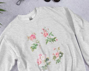 Vibrant Rose Sweatshirt, Bright Floral Print Sweatshirt Eye-catching Floral Design, Gift for Flower Lovers, Gift for Mom, Mother's Day Gift