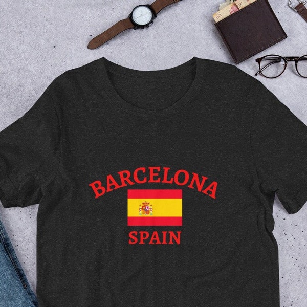 Barcelona Spain Flag T-Shirt, Spain Flag Tee, Thoughtful Gift for Friends from Spain, T-Shirt with Spanish Flag