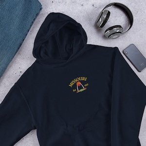 Missouri Embroidered Hoodie, Missouri, Missouri Hoodie, Missouri Gift, Embroidered Pullover, Missouri Hoodie, Sweatshirt, Gateway Arch