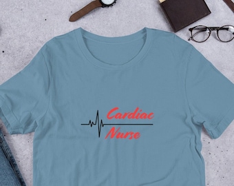 Cardiac Nurse T-Shirt with Heart Graphic, Nursing Life Tee for RN & Cardiology Staff, Medical Nurse Gift, Cute Healthcare Shirt