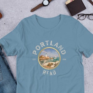 Maine Lighthouse T-Shirt, Maine, Maine Lighthouse Tee, Portland Head Lighthouse Tee, Nautical Gift Idea, Coastal Maine Lighthouse Tee