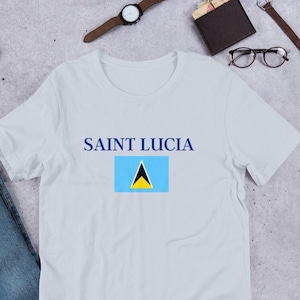 Saint Lucia Flag T-Shirt, St. Lucia T-Shirt, Casual Caribbean Tee, St. Lucia Souvenir Shirt, Thoughtful Souvenir Gift