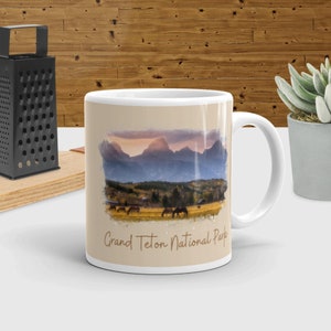 Grand Teton Mug, Wyoming Souvenir, GTNP, National Park, Mug, Drinkware, Kitchen & Dining, Watercolor Photo, Teton Gift, Mugs, Cup, Park Mug