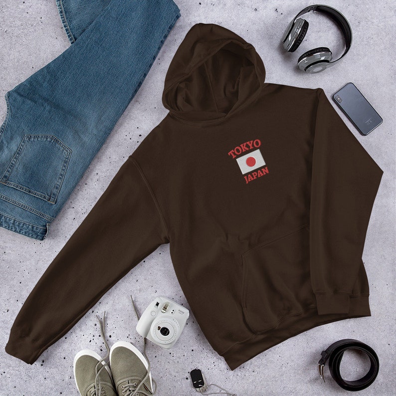 Japan Embroidered Hoodie, Tokyo Hoodie, Japan Hoodie, Japan Sweatshirt, Japanese Flag, Tokyo, Japan