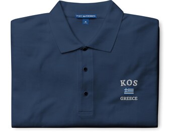 Kos Greece Embroidered Polo Shirt, Kos Greece Flag Shirt, Greece Polo Shirt, Greece Souvenir