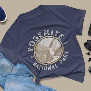 Yosemite National Park, Sierra Nevada, California, Waterfall, Road Trip Tee, Vacation T-Shirt, Clothing, Outdoors, Hiking, Camping, USA