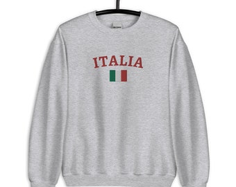Italy Embroidered Sweatshirt, Italia Sweatshirt, Italy Flag, Italy, Italia, Outdoor Apparel, Embroidery, Embroidered Sweatshirt