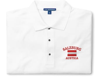 Polo bordado de Salzburgo, camiseta con la bandera de Salzburgo, polo de Austria, souvenir de Austria