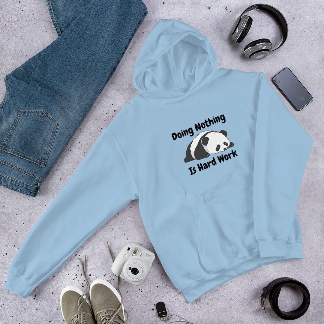 Chunky Wool Knit Animal Hoodie - Panda - Navy