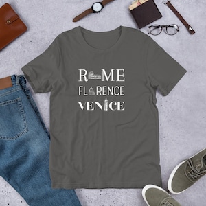 Rome Florence Venice T-Shirt, Souvenir Gift for Italy Lovers, Gift Idea for Italian Tour Enthusiasts, Ideal Italy-Themed Gift