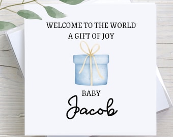 Custom Welcome To The World A gift Of Joy Card, Cute New Baby Boy Card, New Born Card, Gift For New Parents, Personalized Greeting Card