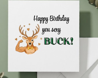 Custom Hunting Birthday Card for Husband: Personalized Hunter Gift, Outdoorsman Card, Deer Themed Greeting