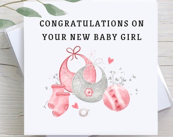 Congratulations On Your New Baby Girl Card, Custom New Baby Card, Personalized New Born Card, Gift For New Parents, Congratulations Card