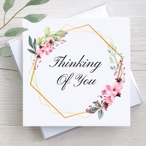 Floral Thinking Of You Card: Personalized Greeting Card