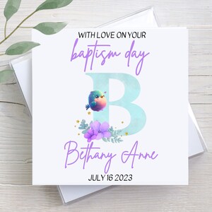 Personalized Baptism Card: Custom Baby Girl Keepsake