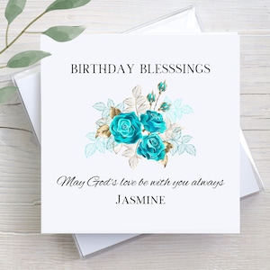 Birthday Blessings Card, Religious Birthday Card, Custom Greeting Card, Personalized Card, Gift For Her, Christian Card, Personalized Gift