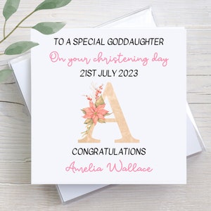 Custom Goddaughter Christening Card: Personalized Baptism Gift