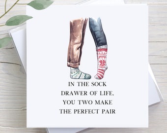 Personalized Anniversary Card, Watercolor Socks Design
