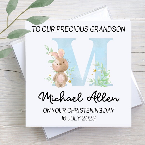 Christening Card For Grandson, Christening Card, Custom Greeting Card, Personalized Card, Christening Gift, Baptism Card, Baptism Gifts