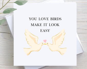 Personalized Anniversary Card, Birds, Cute Anniversary Gift