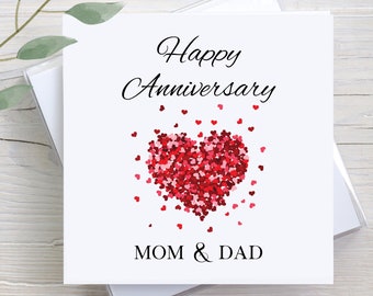 Mum & Dad Anniversary Card - Romantic Floral Heart Design - Made In The