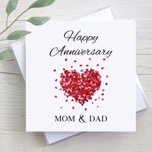 Personalized Anniversary Card For Parents: Heart Design