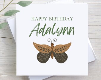 Butterfly Birthday Card, Card For Her, Card For Daughter, Personalized Card, Custom Greeting Card, Custom Birthday Card, Gift For Daughter