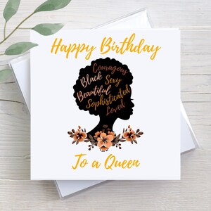 Customizable Birthday Card For Black Woman: Queen Silhouette