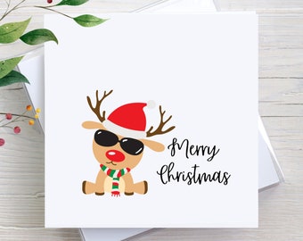 Xmas Card, Cute Reindeer Card, Custom Greeting Card, Christmas Card, Personalized Christmas Card, Christmas Gifts, Merry Christmas Card