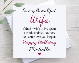 Personalized Birthday Card For Wife, Custom Message